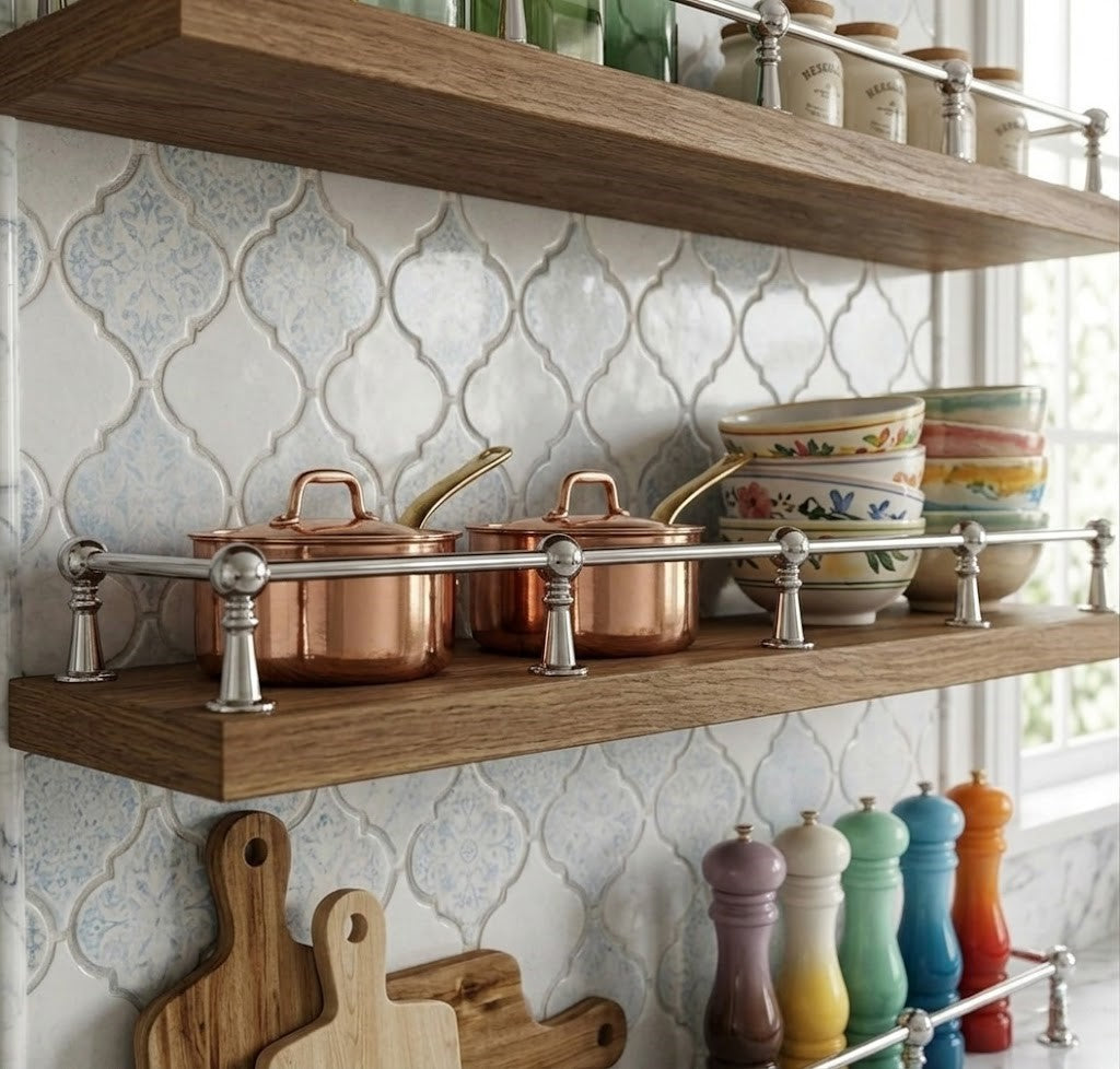 Solid Brass Gallery Rail in Polished Chrome Finish – Shelf Railing for Kitchen & Bath