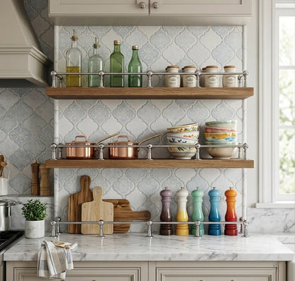 Solid Brass Gallery Rail in Polished Chrome Finish – Shelf Railing for Kitchen & Bath