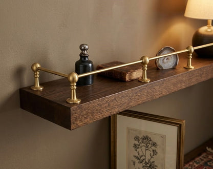 Solid Brass Gallery Rail for Kitchen Shelves & Mantels | Hand-Finished Unlacquered Brass Railing