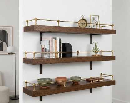 Solid Brass Gallery Rail for Kitchen Shelves & Mantels | Hand-Finished Unlacquered Brass Railing