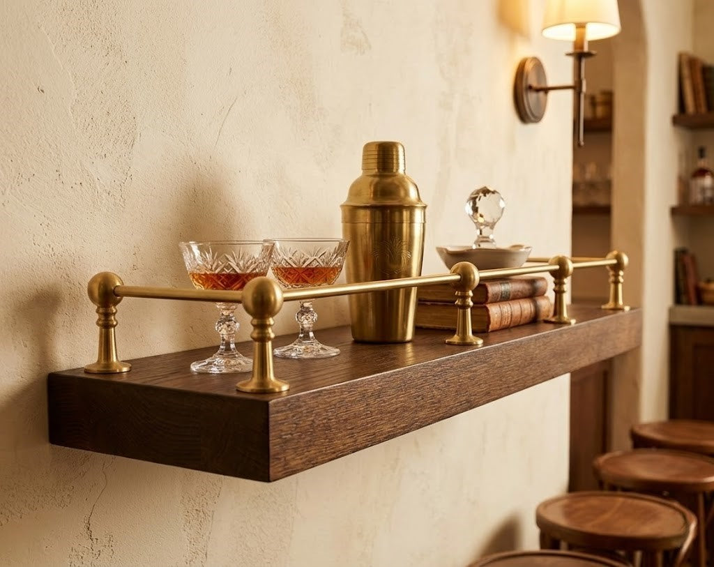 Solid Brass Gallery Rail for Kitchen Shelves & Mantels | Hand-Finished Unlacquered Brass Railing