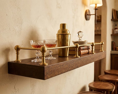 Solid Brass Gallery Rail for Kitchen Shelves & Mantels | Hand-Finished Unlacquered Brass Railing